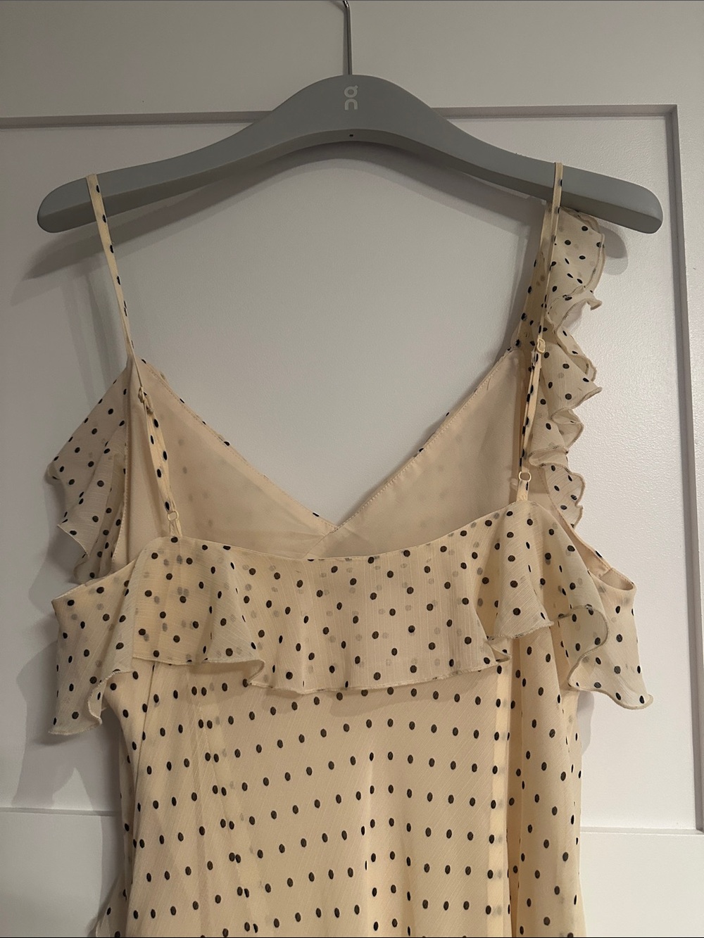 Dynamite Cream Polka Dot Maxi Dress with Ruffle Trim - Picture 5 of 5